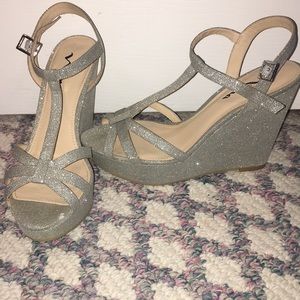 Wedge sandal silver sparkle